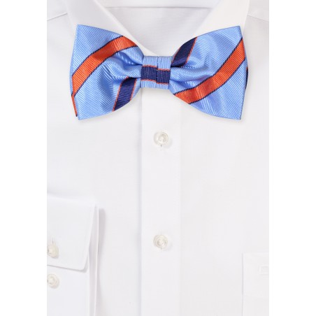 Blue and Orange Repp Stripe Bow Tie
