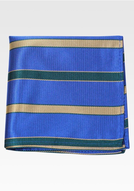 Repp Striped Pocket Square in Blue, Gold, Green