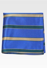 Repp Striped Pocket Square in Blue, Gold, Green