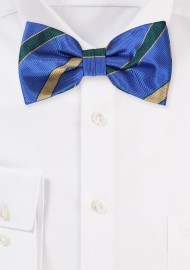 Repp Striped Bowtie in Blue, Gold, Green