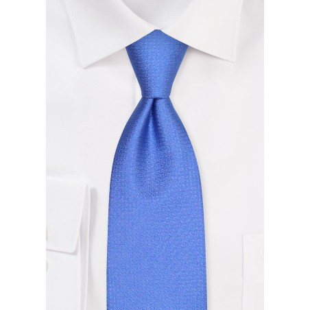 Extra Length Mens Tie in Matte Texture in Blue