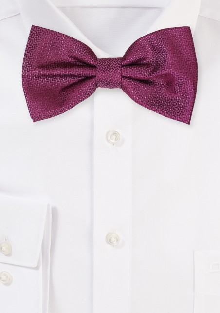 Wine Red Color Bowtie with Woven Texture