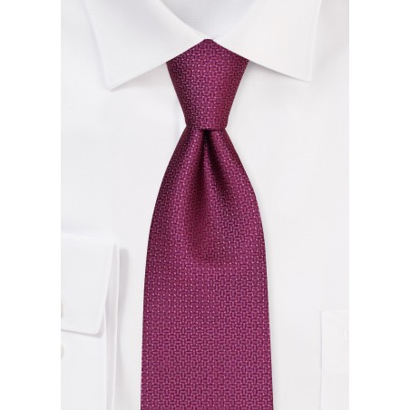 Wine Colored Tie in Matte Texture in XL Size