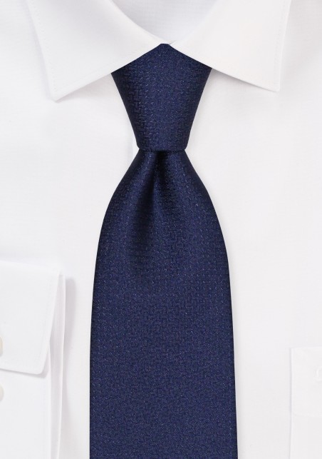 XL Midnight Navy Blue Matte Woven Tie - Extra Long Tie