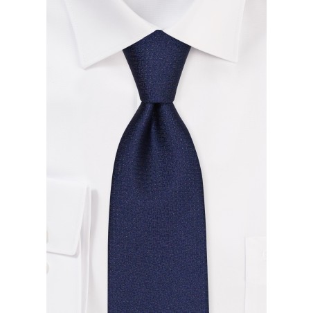 XL Midnight Navy Blue Matte Woven Tie - Extra Long Tie