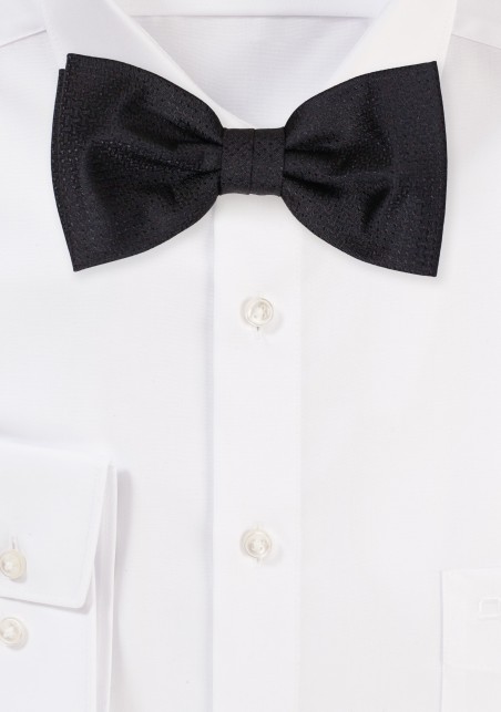 Onyx Black Mens Bow Tie in Matte Woven Finish