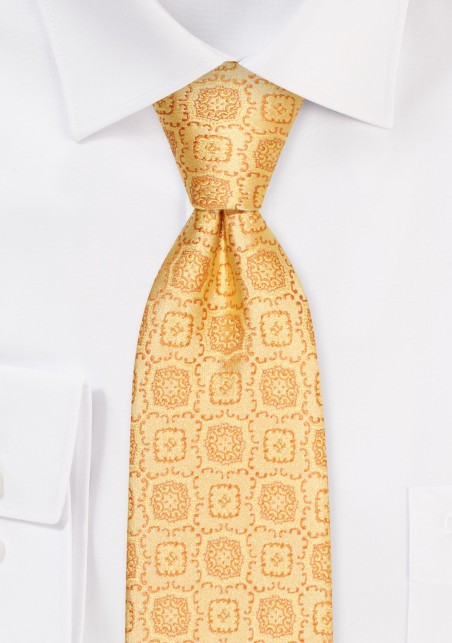 Golden Color Necktie with Large Medallions