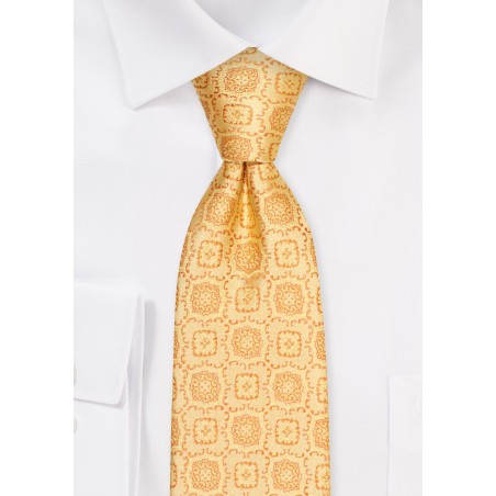 Golden Color Necktie with Large Medallions