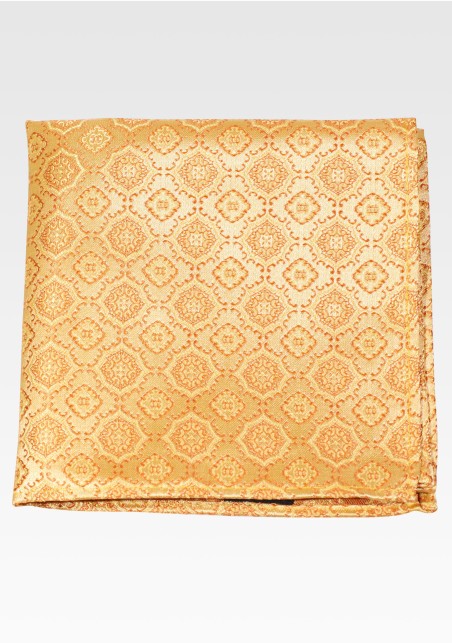 Golden Color Pocket Square with Large Medallions