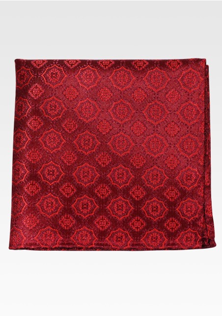 Burgundy Color Pocket Square with Large Medallions