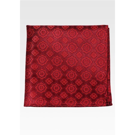 Burgundy Color Pocket Square with Large Medallions