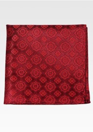 Burgundy Color Pocket Square with Large Medallions