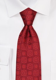 Extra Long Medallion Tie in Burgundy