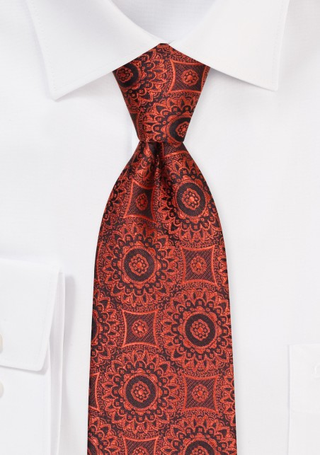 Cinnamon Medallion Necktie in XL Length