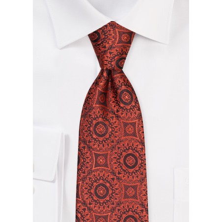 Cinnamon Medallion Necktie in XL Length