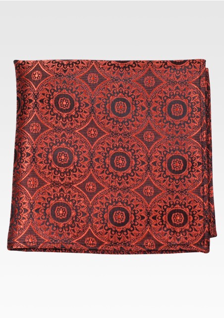 Cinnamon Color Pocket Square with Large Medallions