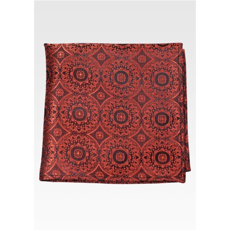 Cinnamon Color Pocket Square with Large Medallions