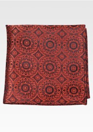 Cinnamon Color Pocket Square with Large Medallions