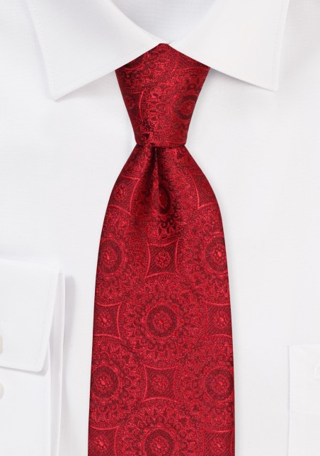 Cherry Red XL Tie with Large Medallions