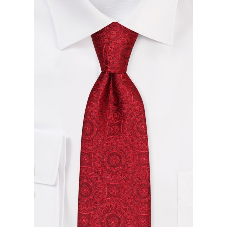 Cherry Red XL Tie with Large Medallions