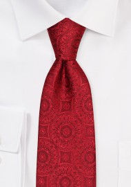 Cherry Red XL Tie with Large Medallions
