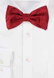 Cherry Red Mens Bow Tie with Medallions