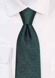 Bold Medallion Weave Necktie in Forest Green