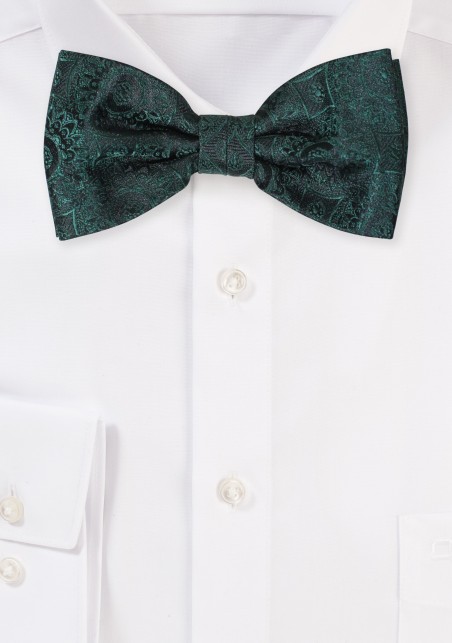 Forest Green Bow Tie with Medallions