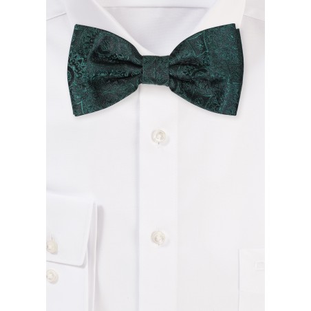 Forest Green Bow Tie with Medallions