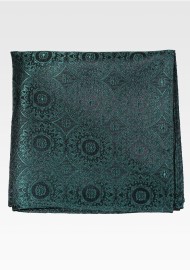 Forrest Green Pocket Square in Medallion Design