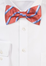 Stripe Bowtie in Cinnamon and Light Blue