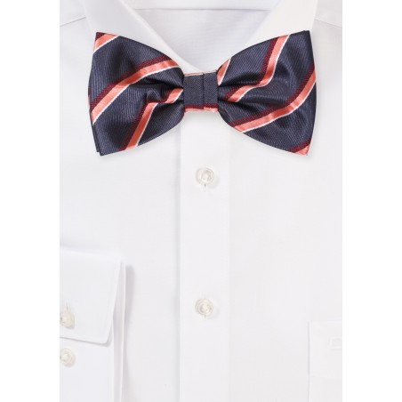 Charcoal Bowtie with Stripes in Peach and Burgundy