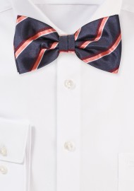 Charcoal Bowtie with Stripes in Peach and Burgundy