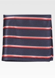 Striped Pocket Square in Charcoal, Cinnamon, Burgundy