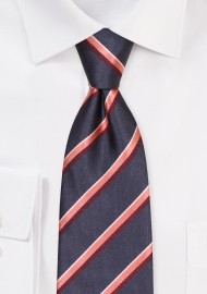 Charcoal Striped Tie | Mens Necktie in Charcoal, Peach, Burgundy
