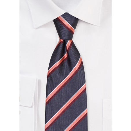 Charcoal Striped Extra Long Tie