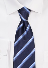 Blue Striped Necktie in Extra Length