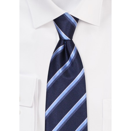 Modern Navy Blue Striped Mens Tie