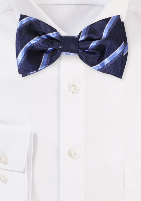 Blue Colored Bowtie with Modern Stripes