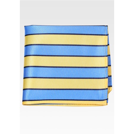 Preppy Repp Pocket Square in Light Blue and Yellow