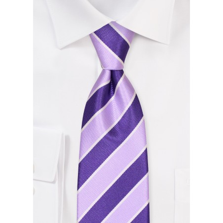 Purple and Lavender Repp Striped Necktie