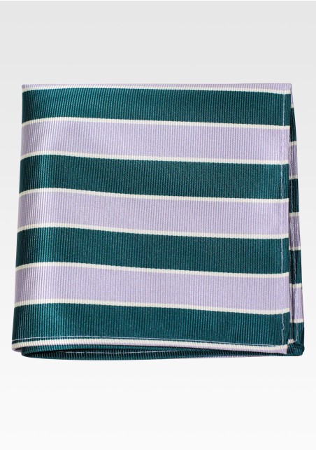 Preppy Repp Pocket Square in Hunter Green and Silver