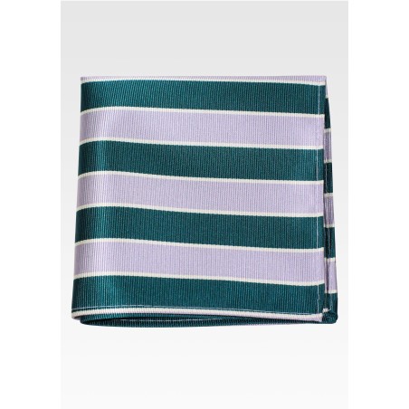 Preppy Repp Pocket Square in Hunter Green and Silver