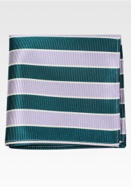 Preppy Repp Pocket Square in Hunter Green and Silver