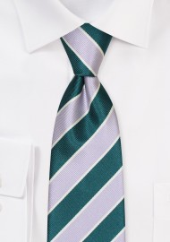 Repp Striped Necktie in Hunter Green and Silver