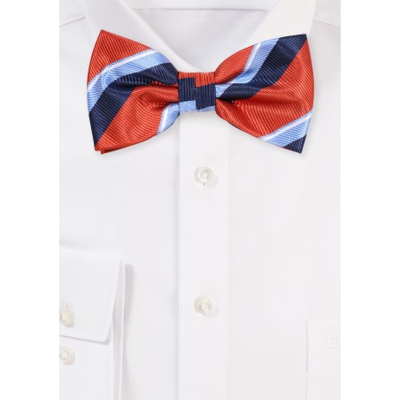 Striped Bow Tie in Ochre Red