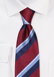 Modern British Regimental Striped Tie in Burgundy and Blue