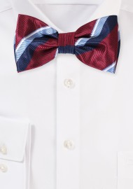 Regimental Stripe Bow tie in Burgundy and Blue