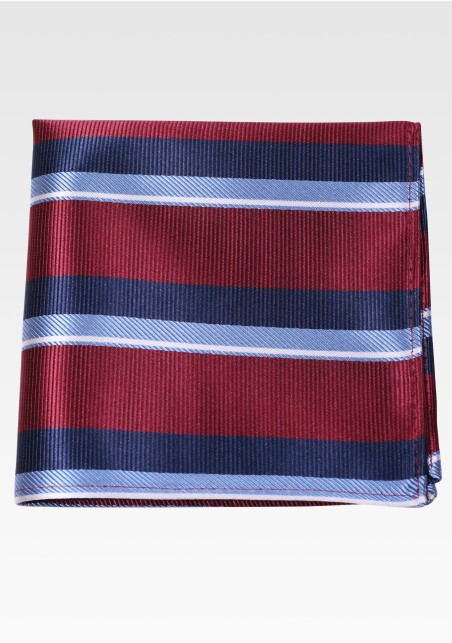 Regimental Stripe Pocket Square | Burgundy Blue