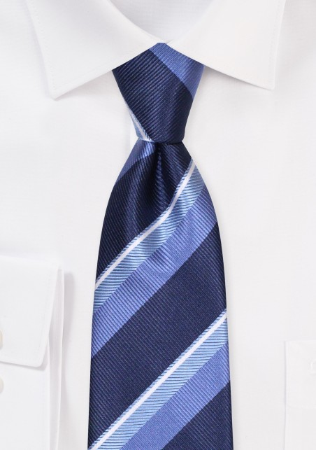 Blue Striped Extra Length Regimental Necktie